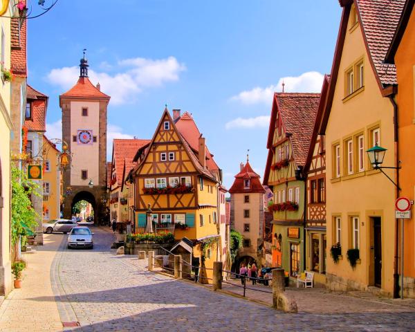 Красивый вид города Rothenburg ob der Tauber