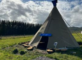 Thainstone tipi off grid camping, on top NC500, hotel in Lochcarron