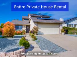 Entire Private 4BR - 3Bth, Big Yard, Garage, King Bed, Crib, Available Now, hotel in San Diego