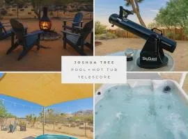 10 minutes to JTNP - Sauna, Hot Tub, Cold Plunge Saltwater Pool, Telescope, Fireplace and Views