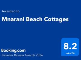 Mnarani Beach Cottages, hotell i Nungwi