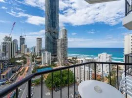 Ocean-view hotel room on Level 17 in central Surfers Paradise