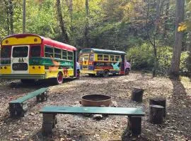 C1 Bohemian Bus Retreat Two Vintage Buses