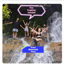 Accomodation,Breakfast included,Free Dayly Tour-to-7-Waterfalls,