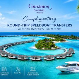 Cinnamon Dhonveli Maldives - Complimentary Speedboat Return for 2 pax on 7 nights or more stays valid to 31 Oct 2027 & up to 2 kids stay free, hotel Északi-Malé-korallzátonyban