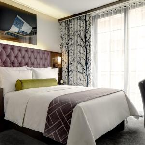 Classic Queen Mobility- and Hearing-Accessible Guest Room With Roll-In Shower