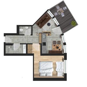 One-Bedroom Apartment with Garden View
