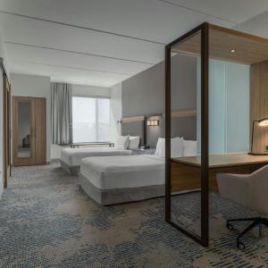 Queen Suite with Two Queen Beds, Roll-In Shower and Trundle Sofa - Mobility Access/Hearing Accessible