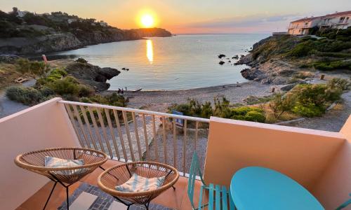 AZUR-Les pieds dans l'eau-Vue sur Mer et Clocher de Collioure en toile de fond - WIFI FIBRE- PARKING Couvert