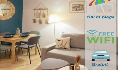 Hareng appartement hyper centre 100 m plage, mer et port