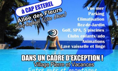 Cadre d'exception, Vue mer panoramique à Saint-Raphaël Agay Côte d'Azur, Village Vacances Cap Estérel, Appartement T2 avec jardin, golf, climatisation, Wifi, 5 piscines