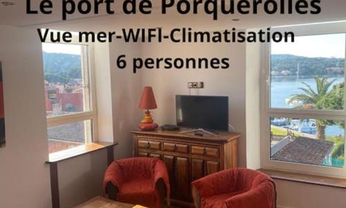 Ile de Porquerolles : T3 climatisé vue mer