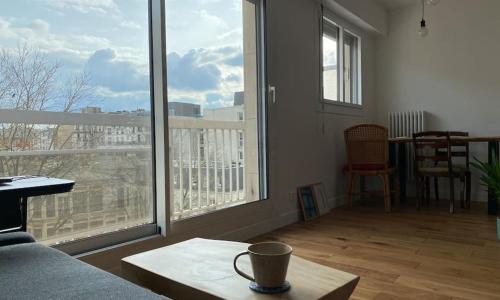 Modern studio with balcony