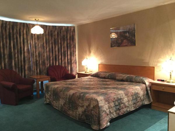 Western Budget Motel East Red Deer : photo 2 de la chambre chambre lit king-size avec baignoire spa