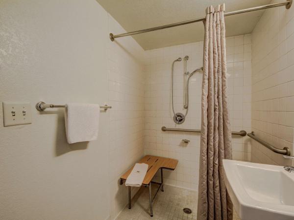 Motel 6-San Antonio, TX - Fort Sam Houston : photo 3 de la chambre chambre lit queen-size pour personnes à mobilité réduite avec douche accessible en fauteuil roulant