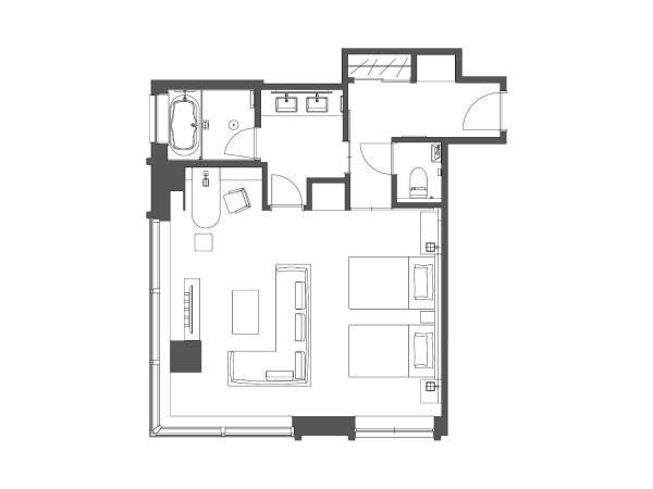 The Royal Park Hotel Iconic Osaka Midosuji : photo 9 de la chambre chambre d'angle lits jumeaux exécutive deluxe avec accès au salon - non-fumeurs