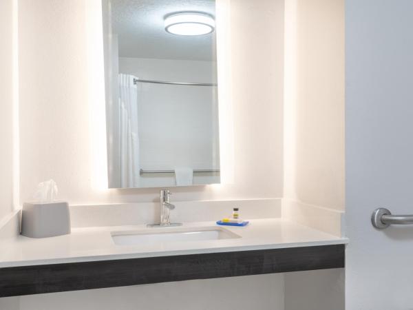 Holiday Inn Express Hotel & Suites Albuquerque - North Balloon Fiesta Park, an IHG Hotel : photo 1 de la chambre chambre lit king-size avec douche accessible en fauteuil roulant - adaptée aux personnes à mobilité réduite