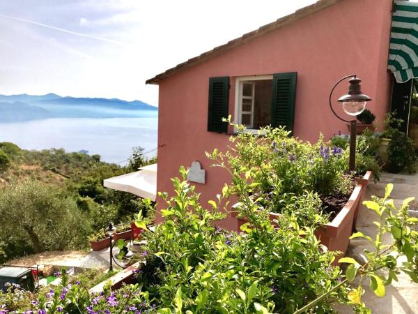 Agriturismo Terre Rosse Portofino : photo 2 de la chambre chambre double avec salle de bains privative et vue sur mer