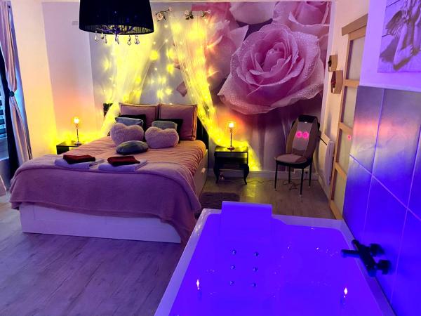 COSY & SPA Appartement Luxe JACUZZI SAUNA Suite Cristal : photo 1 de la chambre suite avec jacuzzi