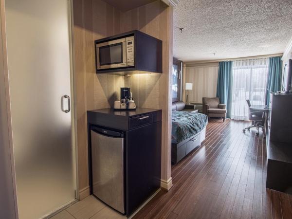 Hôtel Québec Inn : photo 3 de la chambre chambre moderne avec lit queen-size, lit queen-size escamotable et cheminée - vue sur extérieur