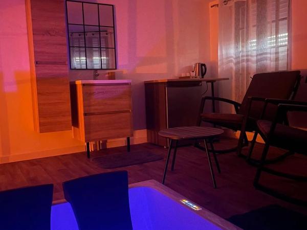 Magnifique Loft 35m2 Jacuzzi RVB NIGHT 1 : photo 1 de la chambre suite lit king-size avec baignoire spa