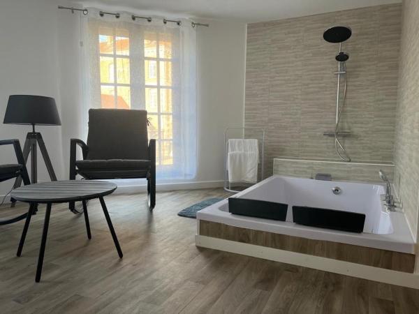 Magnifique Loft 35m2 Jacuzzi RVB NIGHT 1 : photo 4 de la chambre suite lit king-size avec baignoire spa