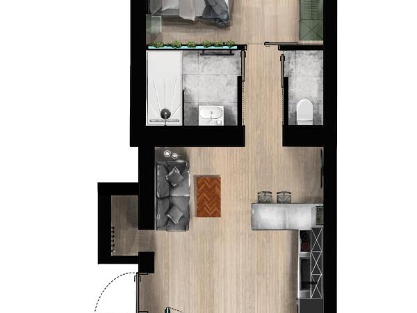 Urban Jungle Apartments : photo 9 de la chambre one-bedroom apartment with french balcony