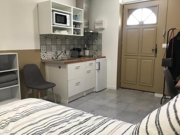 Studette de 17m2 avec parking privé gratuit Climatisation et petite cuisine : photo 7 de la chambre chambre double avec salle de bains privative