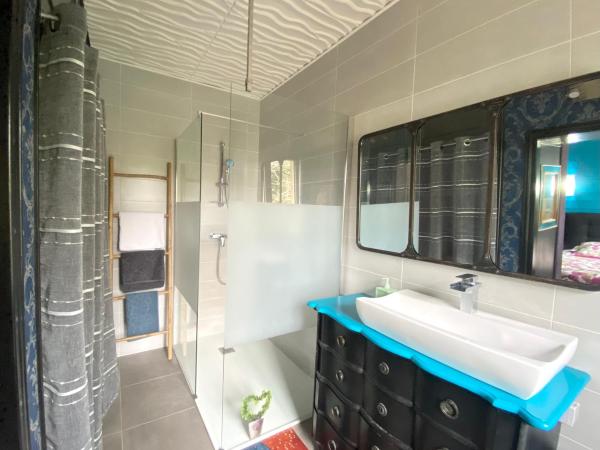 Ô Clair de Lune Chambres d'hôtes climatisées à Sarlat - parking privé - piscine chauffée - espace bien-être Jacuzzi et massages : photo 2 de la chambre chambre double privilège avec salle de bains privative