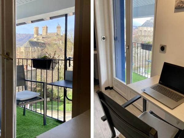 Studio Le Roof - Une vue splendide - Petit déjeuner inclus 1ère nuit - AUX 4 LOGIS : photo 7 de la chambre appartement avec terrasse