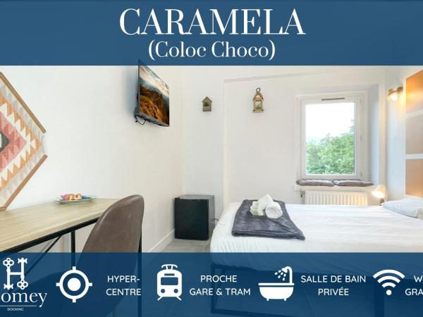 LA COLOC CHOCO - Belle Colocation en hypercentre / 5 chambres privées / Salle de bains privative / Proche Gare et Tram / Wifi et Netflix : photo 1 de la chambre chambre double avec salle de bains privative