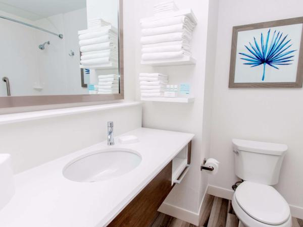 Hampton Inn & Suites Panama City Beach-Beachfront : photo 8 de la chambre chambre lit king-size pour personnes à mobilité réduite avec douche accessible en fauteuil roulant - non-fumeurs