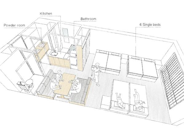 MIMARU Kyoto Kawaramachi Gojo : photo 1 de la chambre deluxe apartment (6 single beds)