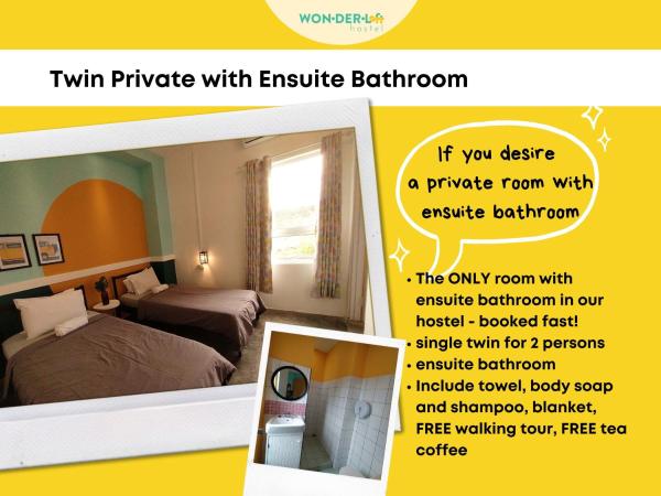 Wonderloft Hostel Kota Tua : photo 1 de la chambre chambre lits jumeaux avec salle de bains privative