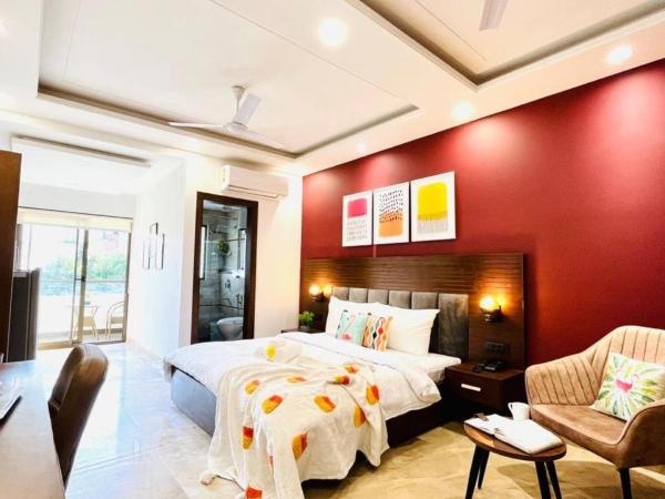 BluO Studio4 DLF Cybercity - Balcony, Gym TT, Lift : photo 2 de la chambre studio lit king-size