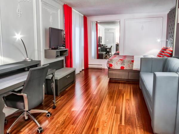 Hotel Plaza Quebec : photo 3 de la chambre chambre avec 1 lit queen-size et 1 lit escamotable queen-size - balcon intérieur - accessible aux personnes à mobilité réduite