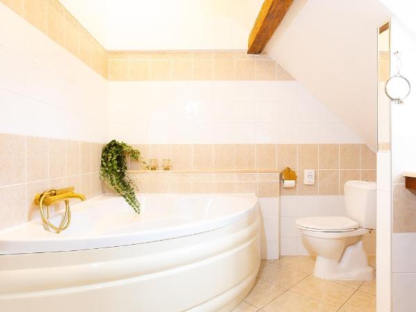 Wellness Pension Ametyst : photo 5 de la chambre chambre mansardée de luxe avec lit king-size et baignoire