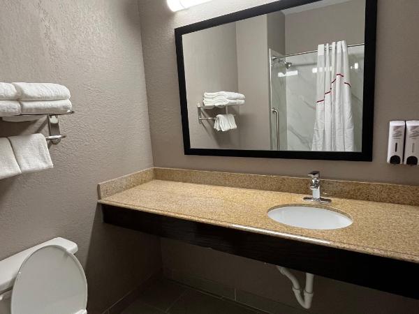 Red Roof PLUS San Antonio Northeast : photo 3 de la chambre deluxe room with two queen beds disability access roll-in shower smoke free