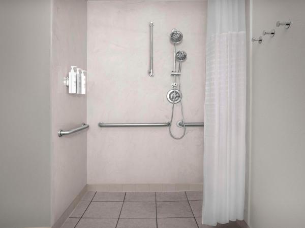 Spark By Hilton San Antonio Northwest Near Six Flags : photo 6 de la chambre chambre lit king-size avec douche accessible en fauteuil roulant - adaptée aux personnes à mobilité réduite