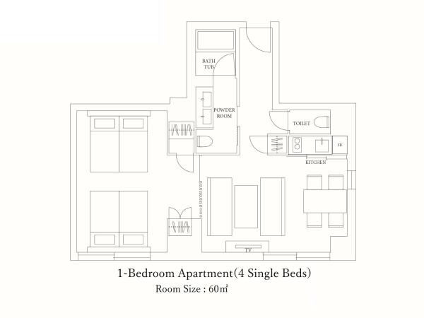 MIMARU Kyoto Nishinotoin Takatsuji : photo 4 de la chambre one bedroom apartment (4 single-beds)