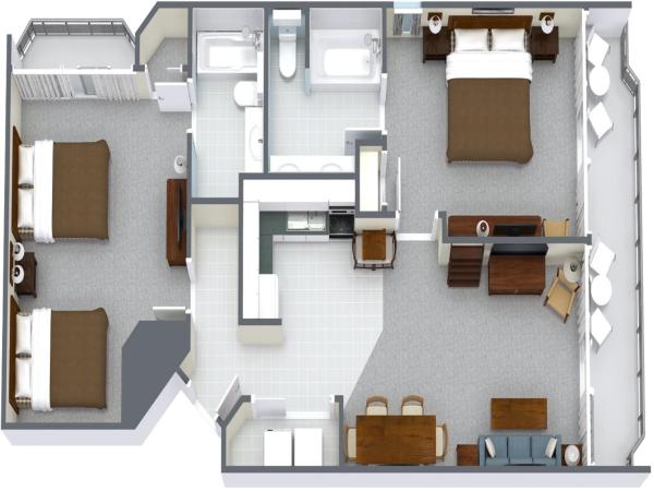 Holiday Sands at South Beach : photo 9 de la chambre condo 2 chambres avec 2 salles de bains, 1 lit king-size, 2 lits queen-size et 1 canapé-lit - t20 - côté océan