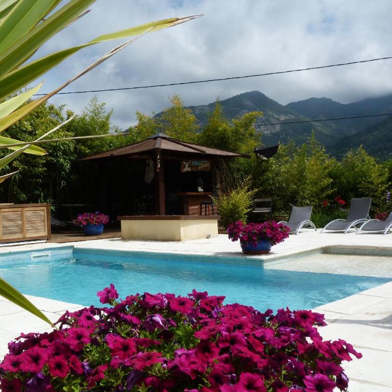 Les Bambous B&B - Doppelzimmer mit Poolblick - 15