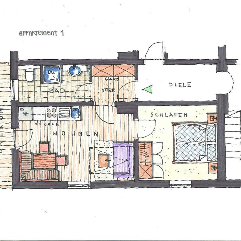 Pension Mühle - Apartment mit 1 Schlafzimmer und Balkon - 5