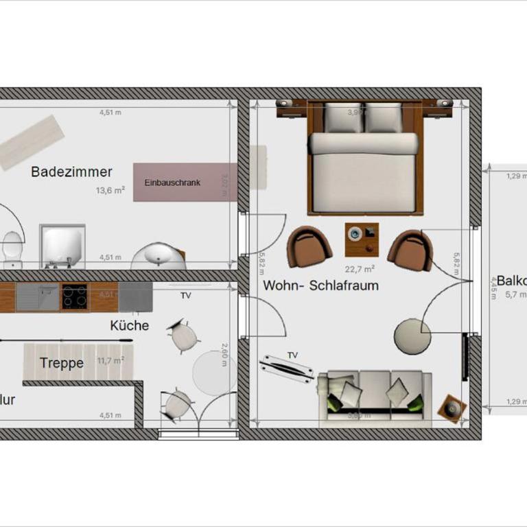 Ferienhaus Bergwald - Apartment mit Balkon - 5