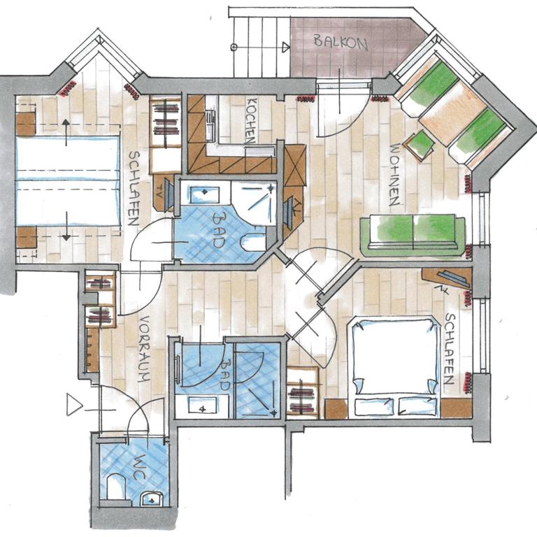 Appartements Alpenkristall - Two-Bedroom Apartment with Balcony - 1