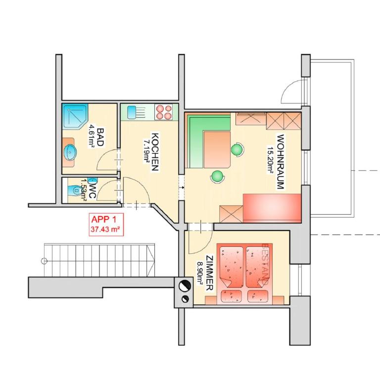 Appartementhaus Renate - Studio-Apartment mit Balkon - 8