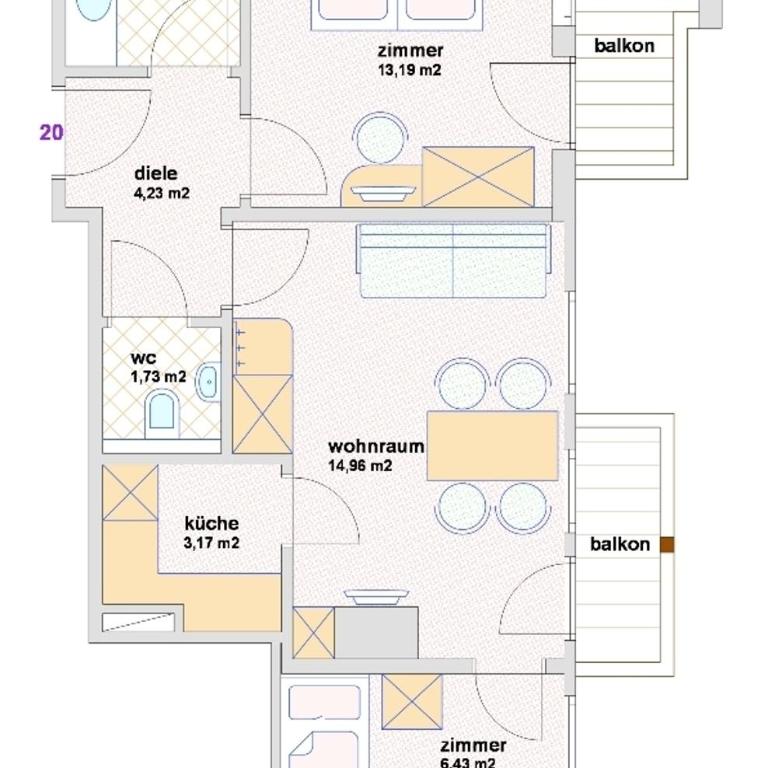 Appartement Hotel Garni Matthäuserhof - Apartment mit 2 Schlafzimmern - 4