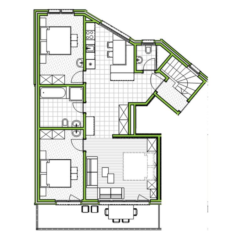 Apartments Zermatt Paradies - Apartment mit 2 Schlafzimmern Süd-West-Dachgeschoss - 9