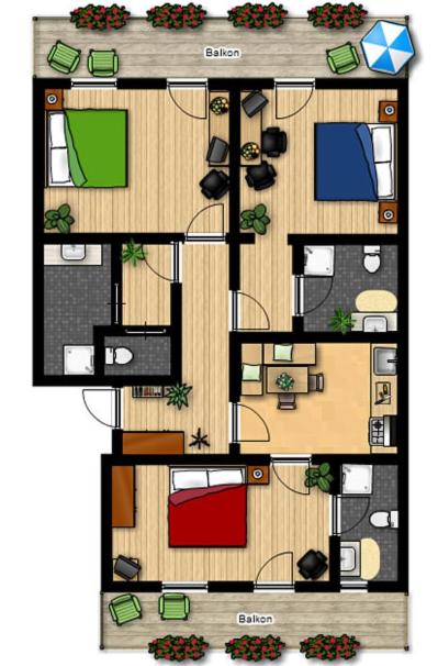 Sportpension Bergblick - Apartment mit 3 Schlafzimmern - 3