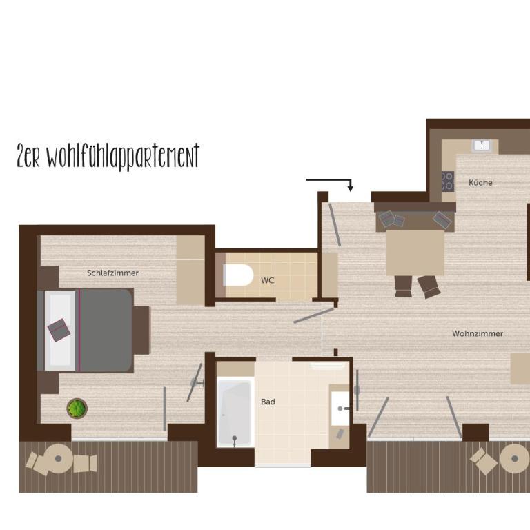 stoanmandl Wohlfühlappartements - Apartment mit 1 Schlafzimmer und Balkon - 7